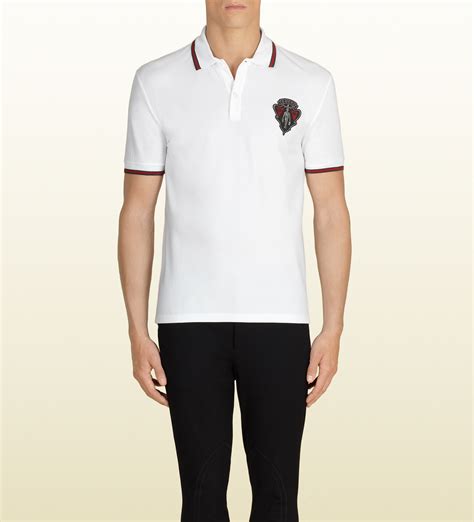 gucci white polo t shirt|white gucci polo shirts men.